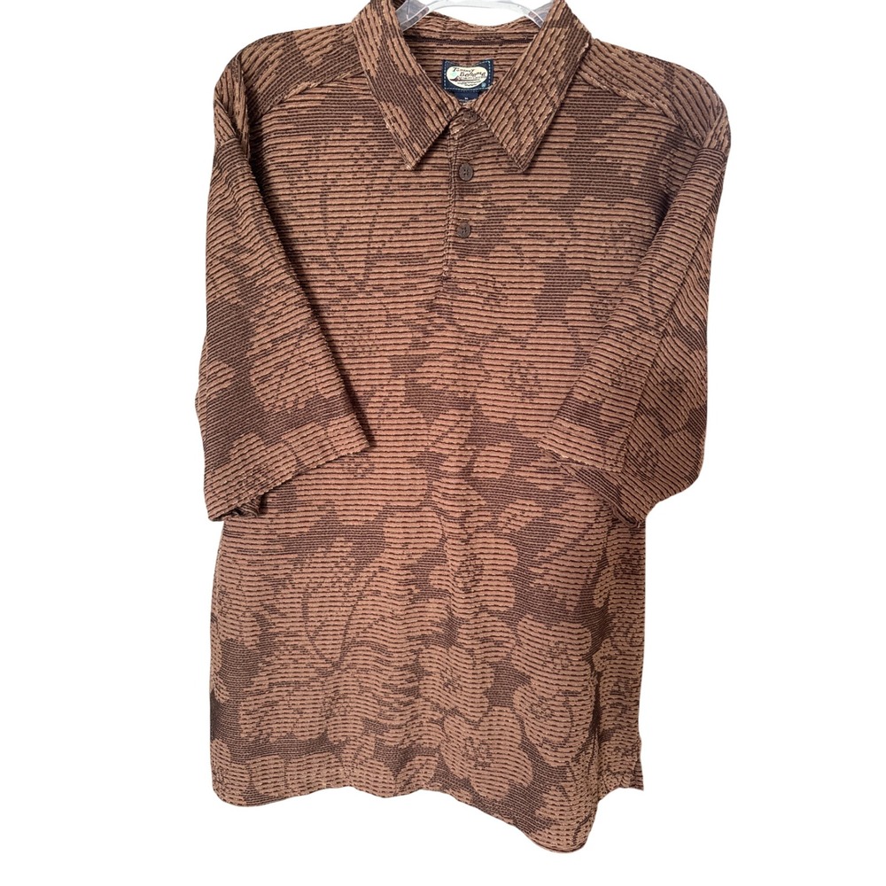 Vintage Tommy Bahama Brown Texturized Fabric Poly Cotton‎ Blend size MD